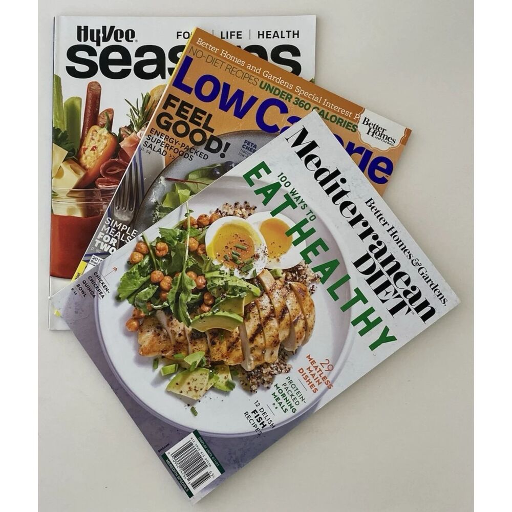Lot Of 3 Magazines: Mediterranean Diet-Low Calorie- Hyvee Season Jarcuterie